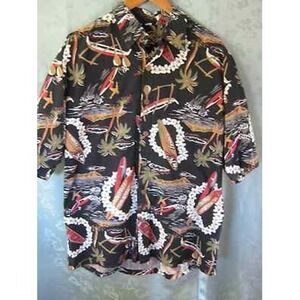 Black Kane Malia Hawaiian Aloha Shirt Size XL Made in Hawaii